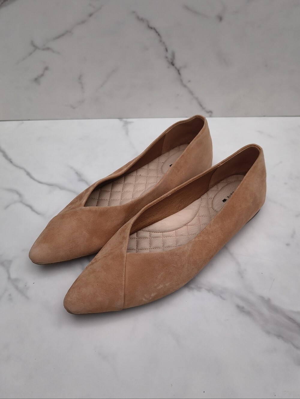 Birdies The Goldfinch tan suede pointed toe ballet flats Size 9.5
